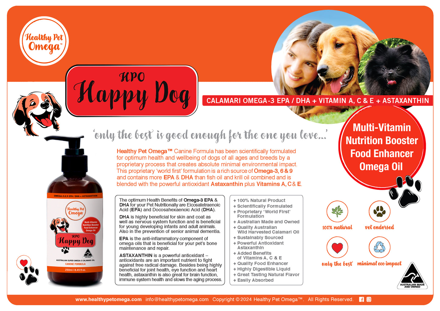 'Happy Dog' by Healthy Pet Omega (250ml) 6 PACK
